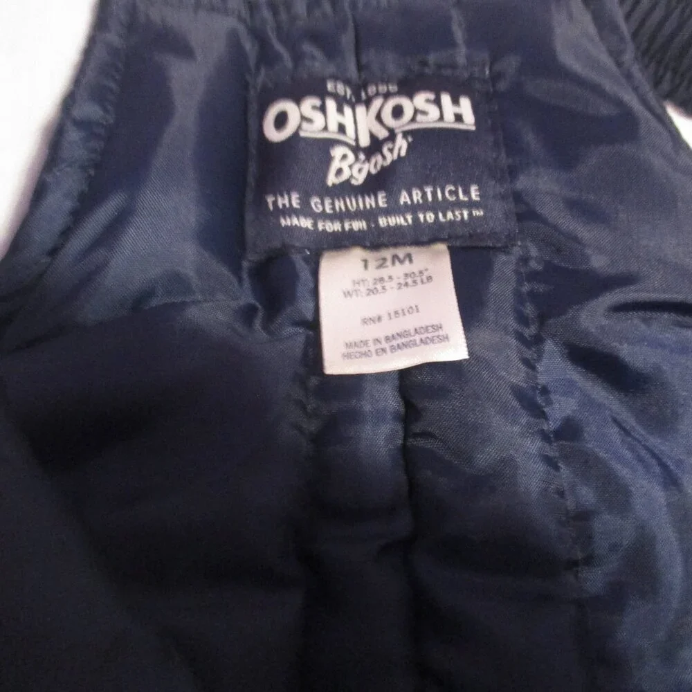OshKosh Bgosh Snow Bib Pants Infant 12M Navy Insulated Winter Overalls